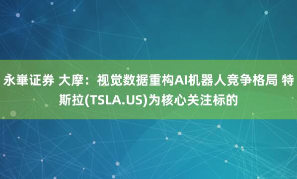 永崋证券 大摩：视觉数据重构AI机器人竞争格局 特斯拉(TSLA.US)为核心关注标的